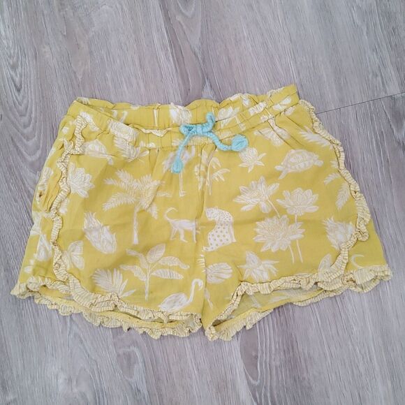 BODEN Girls size 10Y Yellow Tropical Cheetah Leopard Shorts - Picture 1 of 4